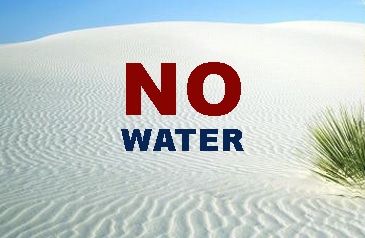 No water in a sandy desert.